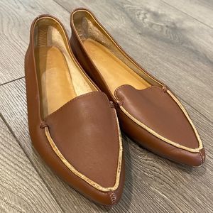 J. Crew brown leather upper slip on dress flats size 6